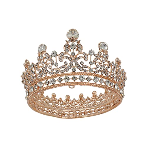 WOFASHPURET Barock Damen Strass Tiara Krone Leichter Legierungs Haarschmuck mit Kristallverzierung Runde Brautkrone für Hochzeit Deko Vintage Prinzessin Accessoire Einfach zu Befestigen von WOFASHPURET