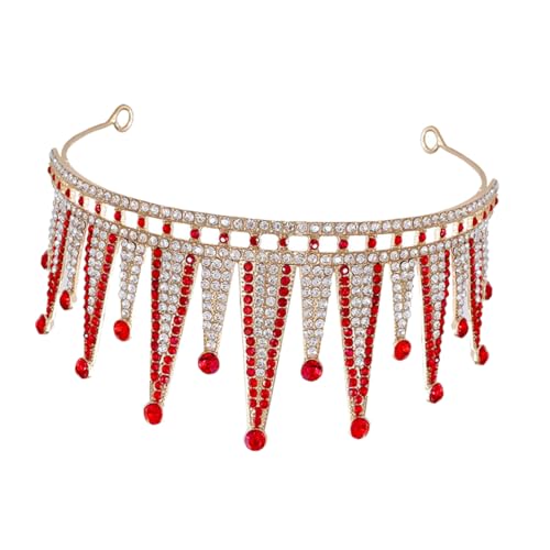 WOFASHPURET Barocke mit Funkelnden Strasssteinen Tiara für Hochzeiten Proms und Partys Prinzessinnen Haaraccessoire für Frauen Gold Rot Luxuriöser Haarschmuck von WOFASHPURET