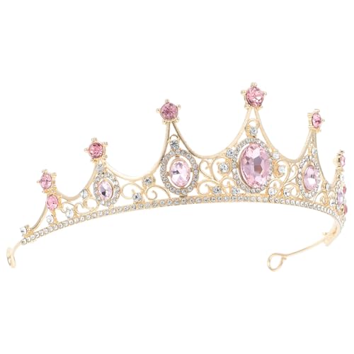 WOFASHPURET Barockstil Damen Krone mit Strassbesatz Leichtes Tiara Haarschmuck für Hochzeiten Abschlussball Festliche Events und Cosplay Glänzender Goldener Glanz von WOFASHPURET