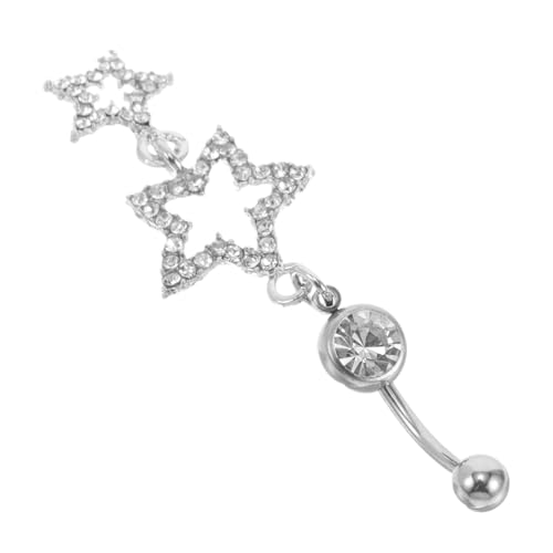 WOFASHPURET Bauchnabelpiercing Ring Mit Stern Anhänger Baumelnd Strasssteinen Für Damen Nabelring Schmuck von WOFASHPURET