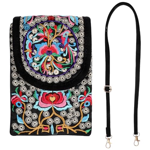 WOFASHPURET Bestickte Umhängetasche Canvas-Umhängetasche Boho-Ethno-Umhängetasche Rechteckige Handytasche Modische Damen-Umhängetasche Für Mädchen von WOFASHPURET