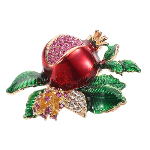 WOFASHPURET Blumen Brosche Strass Kragennadel Emaille Granatapfel Form Sicherheits Anstecknadel Knöpfe Pullover Schal Clips Für Mantel Kleid Kleidung Dekoration von WOFASHPURET