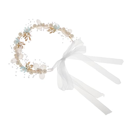 WOFASHPURET Kopfschmuck Blumenmädchen Perlen Blumenkranz Haarschmuck Floraler Stirnband Kranz Stirnband Feen Accessoires Für Mädchen von WOFASHPURET