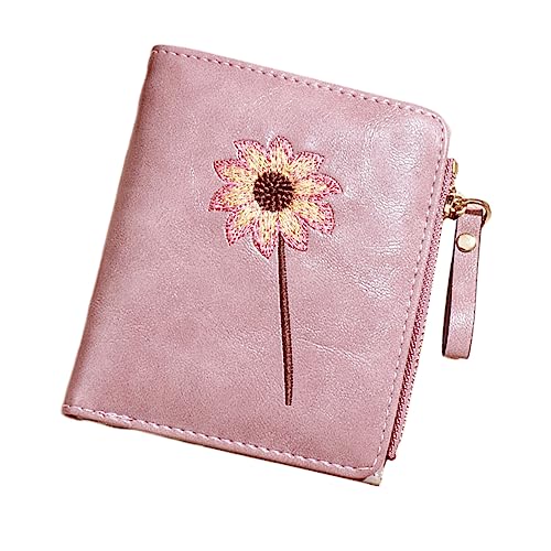 WOFASHPURET Faltbare Damen Geldbörse Mit Blumenmuster Pu Kurz Reißverschluss Mehrfach Gefaltetes Design Für Karten Bargeld Geburtstags von WOFASHPURET
