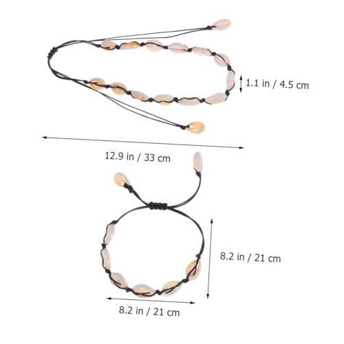 WOFASHPURET Boho schmuckset Damen Natürliches Schwarzes Muschelarmband Handgefertigt Kettenarmband Beachstyle Weich Eleganter Schmuck Geschenk von WOFASHPURET
