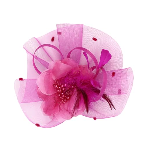 WOFASHPURET Kopfschmuck Blumen-reifen Fascinator-reifen Netz-haarschmuck Braut-stirnband Blumen-haarspange Damen-kopfschmuck Für Hochzeit Abendparty Rosig von WOFASHPURET
