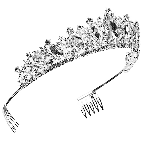 WOFASHPURET Braut Tiara Krone Haarschmuck mit Strassbesatz Rutschfester Braut Haarkamm Stirnband für Hochzeit Party Festliche Anlässe Damen und Bräute von WOFASHPURET