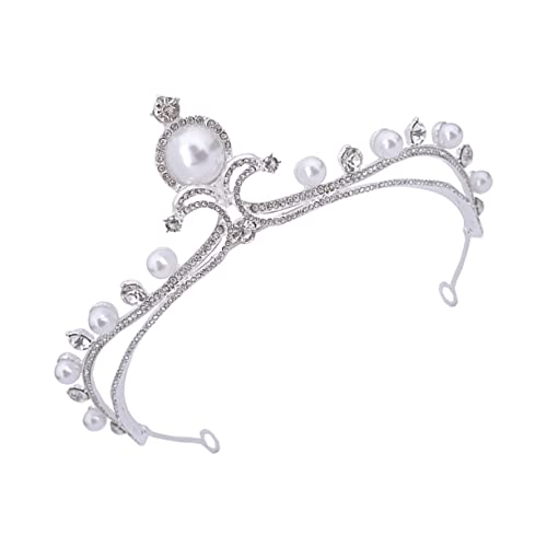 WOFASHPURET Braut Tiara mit Perlen und Strass Leichter Hochzeitsschmuck Komfortabler Kopfschmuck für Braut Party und Fotoshooting Design Einfach zu Tragen Langlebig von WOFASHPURET