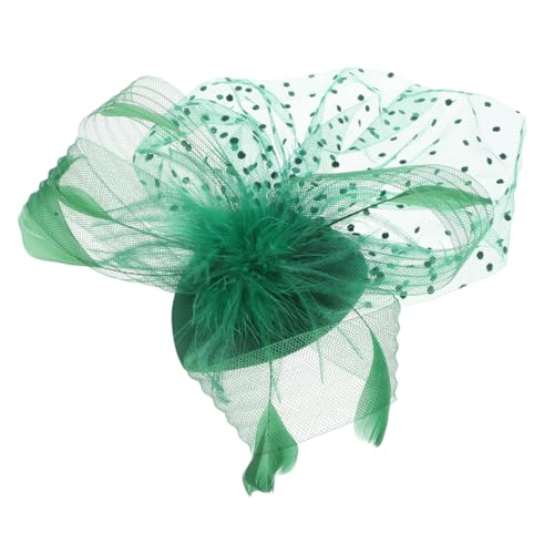 WOFASHPURET Brauthut Tea-Party-Hüte Teepartyhüte für Frauen Teepartyhut Vogelkäfig-Gesichtsschleier Vogelkäfer -Schleierhut Net -Schleier -Brautstirnband Fliege Birdkäfigschleier Stoff Grün von WOFASHPURET