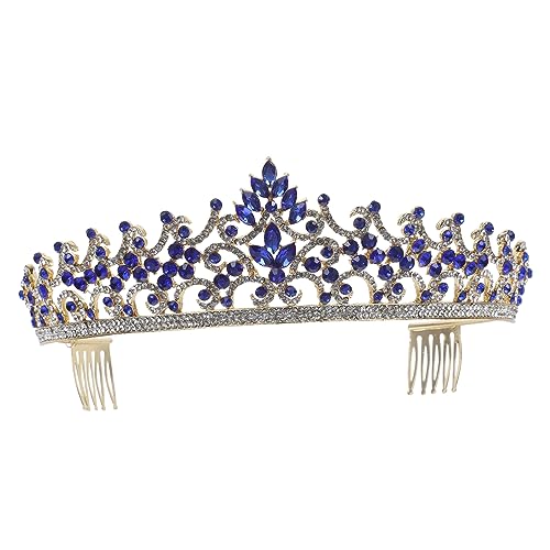 WOFASHPURET Brautkrone Hochzeit Brautparty Krone Tiara Strass Mädchen Kopfschmuck Prinzessin Barock Königin Krone Festzug Frau Gold Tiara Für Frauen Brautkrone Brautjungfer Party Be Alloy von WOFASHPURET
