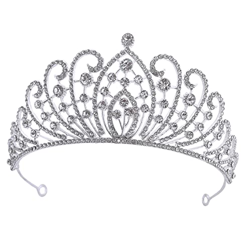 WOFASHPURET Brautkrone mit Kristallbesatz Silberne Barock Tiara aus Legiertem Material Eleganter Haarschmuck für Hochzeit Geburtstag Abschlussball und Festliche Anlässe Komfortabel und von WOFASHPURET