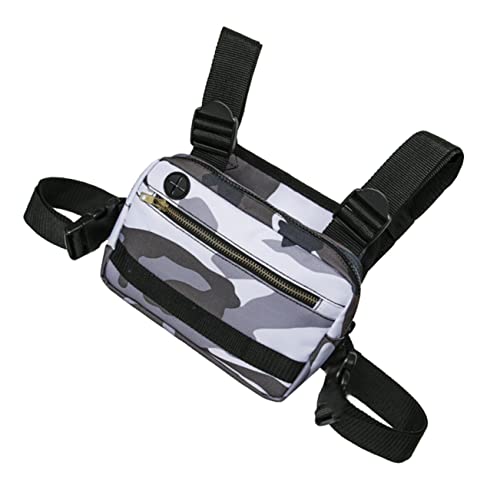 WOFASHPURET Brusttasche Für Damen Verstellbare Umhängetasche Mit Elastischem Gürtel Für Sport Reisen Und Einkäufe Einzigartiges Design Vielseitig Einsetzbar Weiße Camouflage Mit von WOFASHPURET