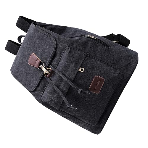 WOFASHPURET Canvas Rucksack Für Studenten Große Kapazität Vielseitiger Outdoor-Rucksack Schwarz Leicht Verstellbare Schultergurte Für Und von WOFASHPURET