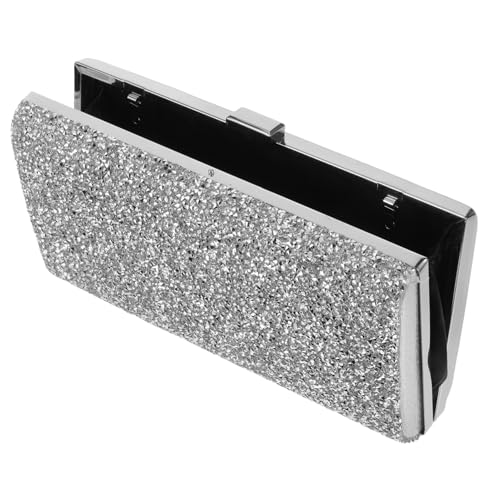WOFASHPURET Damen Clutch Tasche mit Funkelnden Strasssteinen Stilvolle Abendtasche für Hochzeit und Party Geräumige Mode Handtasche für Kosmetik und Smartphone Silberne Umhängetasche von WOFASHPURET