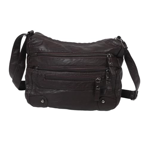 WOFASHPURET Damen Crossbody Bag Tiefbraun PU Schultertasche mit Doppeltem Fach Große Kapazität Vielseitig Modisch Alltag Reise Organizer von WOFASHPURET