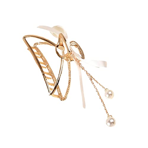 WOFASHPURET Tassel Haarklammer Für Frauen Elegante Haarspange Mit Perlen Und Quasten Für Hochzeiten Partys Und Besondere Anlässe Modisches Haarschmuck-accessoire Cremefarben von WOFASHPURET