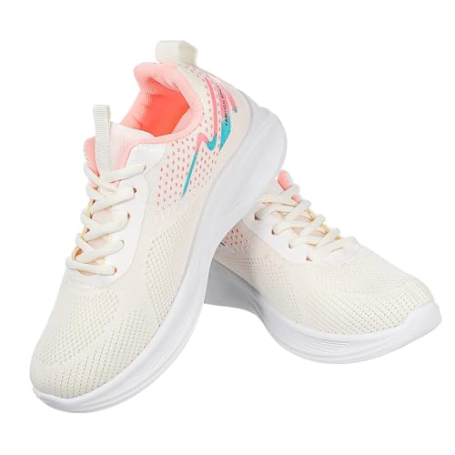 WOFASHPURET Damen Sportschuhe Atmungsaktive Mesh Sneaker rutschfeste Sohle Leichte Turnschuhe Fitness Laufschuhe Outdoor Tennis Schuhe Weiß von WOFASHPURET