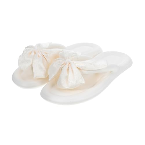 WOFASHPURET Damensandalen mit Schleife Leichte Flache Sommerschuhe mit Rutschfester Sohle für Strand Outdoor Reisen und Alltag Weiche Sohle S von WOFASHPURET