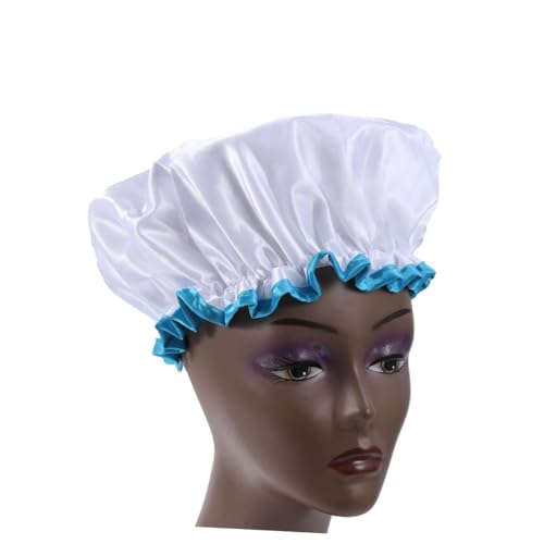 WOFASHPURET Doppellagige Wasserdichte Duschhaube für Damen Wiederverwendbare und Waschbare Haarhaube mit Elastischem Band für Spa Make Up und Mehr Perfekter Schutz für Ihr Haar von WOFASHPURET