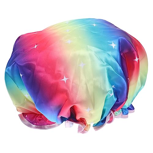 WOFASHPURET Wasserdichte Duschhaube Für Damen Doppellagige Dekorative Haarkappe Für Langen Und Lockigen Haar Rutschfest Und Bequem Zum Duschen Und Baden von WOFASHPURET