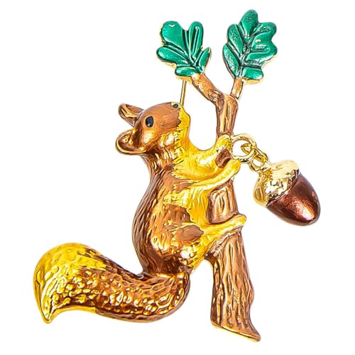 WOFASHPURET Goldene Cartoon EichhöRnchen Brosche - Legierte Tierbrosche FüR Damen, Festliche Accessoires FüR Partys Und Alltag Costume Props Decoration, Metal, N gemstone WOFASHPURET Goldene Cartoon EichhöRnchen Brosche - Legierte Tierbrosche FüR Damen, Festliche Accessoires FüR Partys Und Alltag Costume Props Decoration, Metal, N gemstone von WOFASHPURET