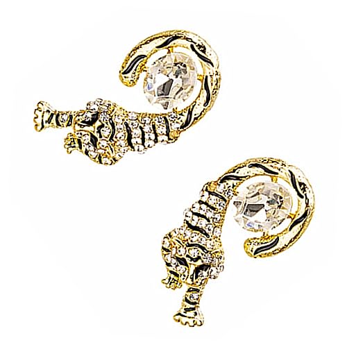 WOFASHPURET Elegante Tiger Ohrstecker mit Funkelnden Strasssteinen Modische Legierungsohrringe für Mädchen und Frauen Auffälliger Ohrschmuck Kreative Geschenkidee von WOFASHPURET
