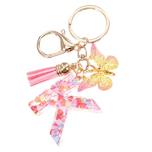 WOFASHPURET Buchstabe Charm Schlüsselanhänger Auto Schlüsselanhänger Schlüsselanhänger Süßes Herz Pailletten Schmetterling Tasche Charm Schlüsselanhänger von WOFASHPURET