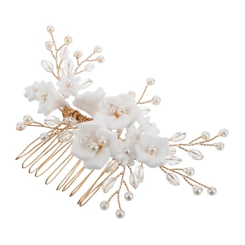 WOFASHPURET Europäisches Design Weißer Tonperle Braut Haarkamm Seitlicher Hochzeitsschmuck Für Frauen Haaraccessoires Und Perlenkämme Für Hochzeitstag von WOFASHPURET
