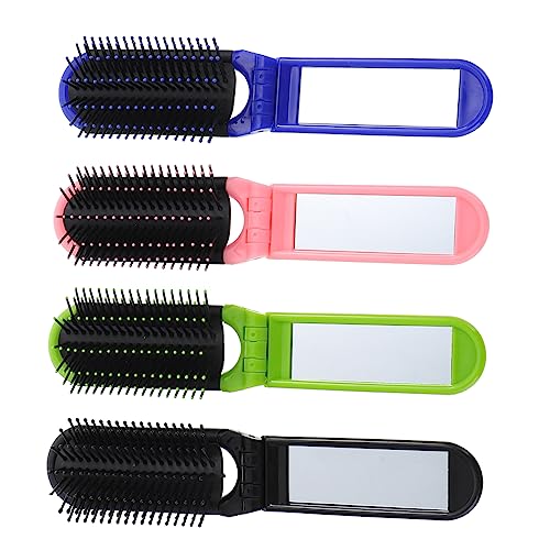 WOFASHPURET Faltbare Kleiner Haarbürste mit Spiegel für Reisen Kompakte Tasche Handliche für Damen und Herren von WOFASHPURET