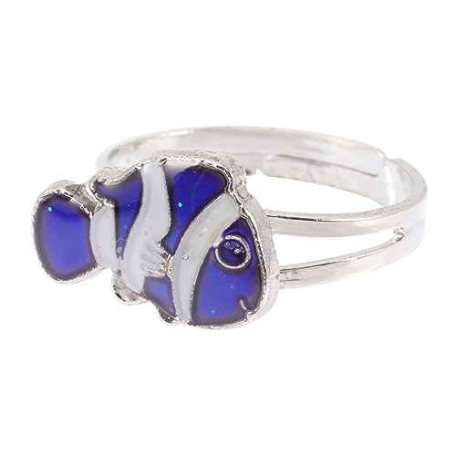 WOFASHPURET Farbwechselring für Temperaturempfindlicher Cartoonring mit Fischdesign Verstellbarer Fingerschmuckdekor Exquisites für Freunde Familie Stimmungsring von WOFASHPURET