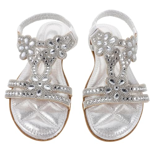 WOFASHPURET Feminine Strass Sandalen Damen Silber Glitzernde Mode Sommerschuhe Leicht Atmungsaktiv Für Reisen Shopping Freizeit WOFASHPURET Feminine Strass Sandalen Damen Silber Glitzernde Mode Sommerschuhe Leicht Atmungsaktiv Für Reisen Shopping Freizeit von WOFASHPURET