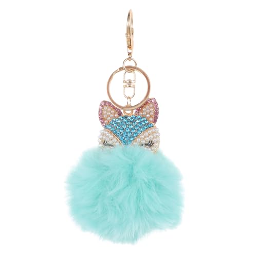 WOFASHPURET Fluffiger Schlüsselanhänger Mit Strasssteinen Kreativer Fuchs Pom Pom Schlüsselbund Für Damen Handtaschen Handys Und Autos von WOFASHPURET