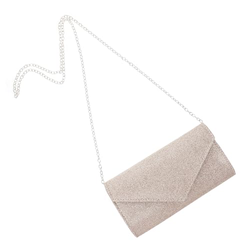 WOFASHPURET Glitzernde Damen Clutch Handtasche Champagnerfarben Pailletten Umschlag Abendtasche mit Kettenriemen Wandelbare Schulter und Handtasche für Party Prom Bankett von WOFASHPURET