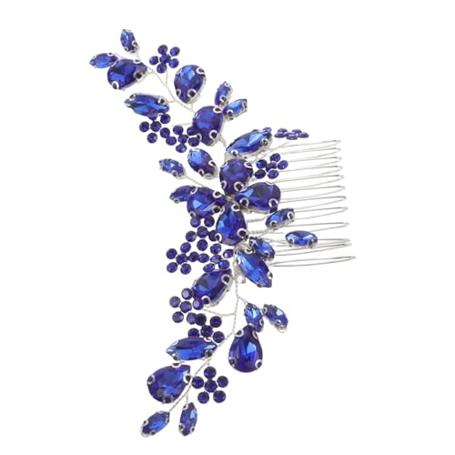 WOFASHPURET Glitzernder Braut Haarkamm mit Funkelnden Strasssteinen Vielseitiges Hochzeit Haaraccessoire für Hochsteckfrisuren und Partys Blaue Haarspange für Damen von WOFASHPURET