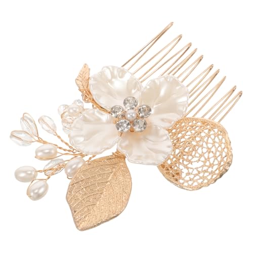 WOFASHPURET Goldene Haarkamm Brautkopfschmuck mit Blattmuster Eleganter Haarkamm für Hochzeiten Leichte und Komfortable Haarspange für Bräute und Mädchen von WOFASHPURET