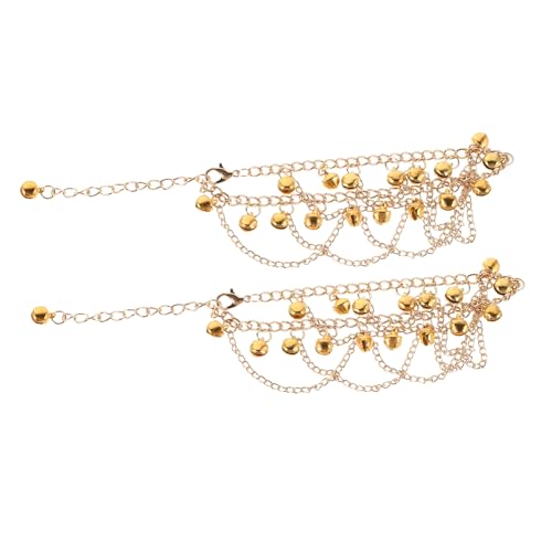 WOFASHPURET Goldenes Boho Fußkettchen mit Mehrlagigen Glöckchen und Quasten Verstellbare Fußkette für Tanzauftritte und Partys Einzigartiges Bohemian Design Elegantes Fußschmuck für Damen von WOFASHPURET