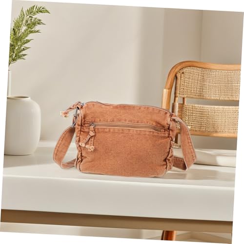 WOFASHPURET Große Denim Canvas Crossbody Tasche Damen mit Reißverschluss Mehrere Fächer Schultertasche für Alltag Reisen Retro Stil von WOFASHPURET