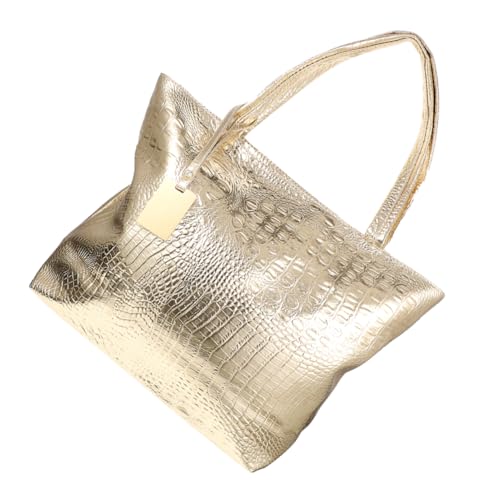 WOFASHPURET Große Kapazität PU Tote Bag Damen Wetterbeständig Vielseitig Tragbar als Hand und Schultertasche Modisch mit Krokodilprägung für Arbeit Shopping und Reisen von WOFASHPURET
