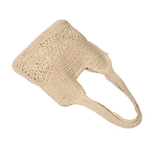 WOFASHPURET Große Strohtasche Damen mit Vielseitigem Casual Design Geflochtene Umhängetasche in Beige Geräumige Strandtasche mit Schnellzugriff für Reisen Shopping und Alltag von WOFASHPURET