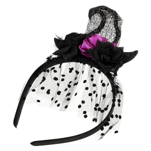 WOFASHPURET Eleganter Hexenhut Haarreif Mit Feinen Und Tüllakzenten Für Halloween-feiern Kostümpartys Und Thematische Events Must-have Für Stilvolle Outfits von WOFASHPURET