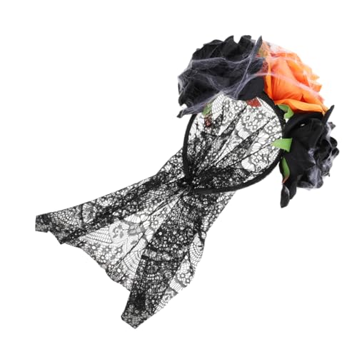 WOFASHPURET Halloween Rosen Spitzen Haarreif mit Großem Blumenkranz Eleganter Haarschmuck für Kostüm und Party Accessoires Schwarz Orange Geeignet für Halloween und Festliche Anlässe von WOFASHPURET