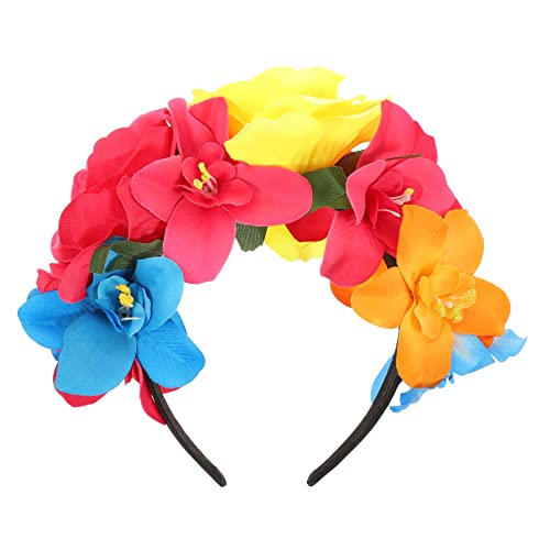 WOFASHPURET Halloween-stirnband Blumenstirnbänder Für Frauen Rosenblüten-haarreifen Make-up-stirnbänder Haarklammer Haarschmuck Aus Blumen Rosenkopf Kranz Bohemien Kopftaste Polyester Cosplay von WOFASHPURET