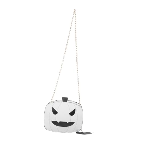 WOFASHPURET Halloween Umhängetasche Damen Weiß Kleiner Kürbis Schultertasche Süßer Crossbody Bag Vielseitig Tragbar Leicht Für Alltag Und Party von WOFASHPURET