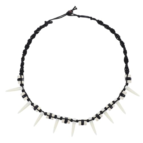 WOFASHPURET Handgefertigte Halskette mit Künstlichem Wolfszahn Anhänger Boho Stil Herren Damen Schmuck Robuster Tribal Verstellbares Design Inspiriert Modisches Accessoire von WOFASHPURET