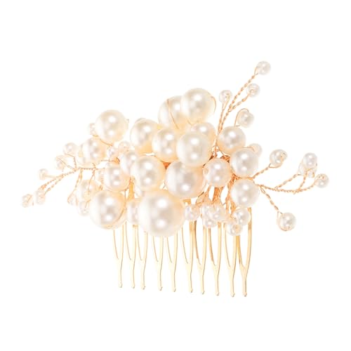 WOFASHPURET Handgefertigter Perlen Haarkamm Gold Hochzeitsschmuck Braut Haarschmuck Seitenkamm Brautjungfer Accessoire für Festliche Anlässe und Alltag von WOFASHPURET