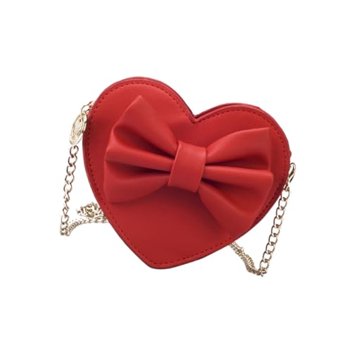 WOFASHPURET Herzform Pu Umhängetasche Für Mädchen Schultertasche Mit Schleife Rot Klein Und Elegant Als Schultasche Oder Einkaufstasche von WOFASHPURET
