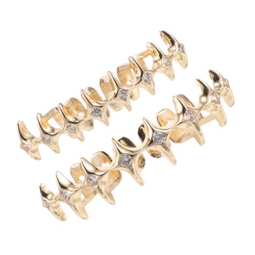 WOFASHPURET Hip Hop Goldene Zahnverzierungen für Männer und Funkelnde Grills für Partys und Auftritte Eyecatching Schmuck für Rapper und Musikfestivals von WOFASHPURET