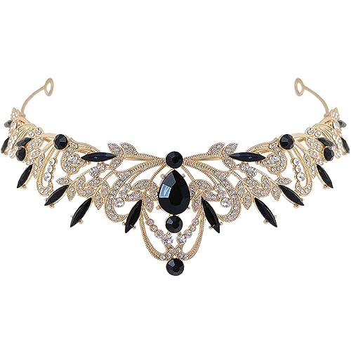 WOFASHPURET Hochzeit Tiara Strass Krone Braut Haarschmuck Mit Schwarzem Edelstein Für Damen Und Mädchen Für Hochzeiten Geburtstage Verlobungen Und Besondere Anlässe von WOFASHPURET