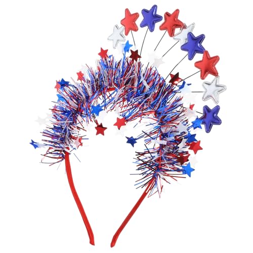 WOFASHPURET Independence Day Stirnband mit Kleinen Fünfzackigen Sternen Rotes Weißes und Blaues Haaraccessoire für Patriotische Feiern für und Cosplay Events von WOFASHPURET