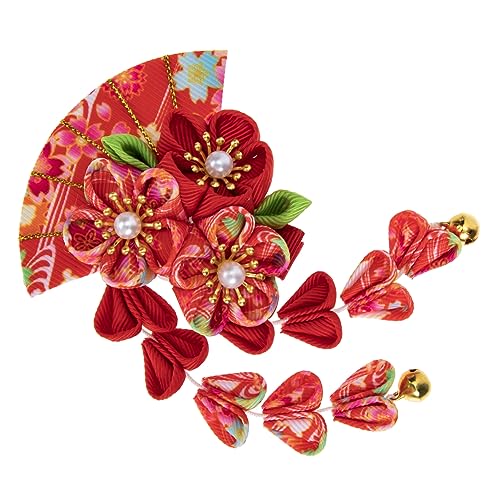 WOFASHPURET Japanischer Fächer Haarclip mit Langen Quasten Haaraccessoire für Damen für Hochzeiten Feste Hochwertigem Stoff und Gefertigt von WOFASHPURET